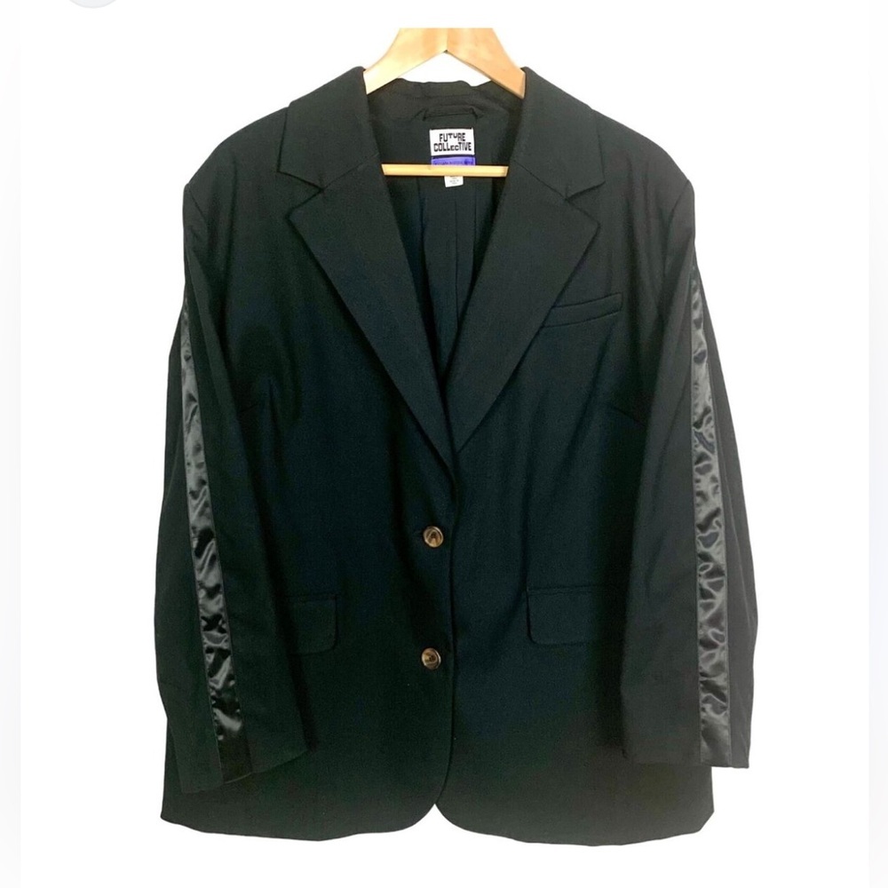 Future Collective Tuxedo Jacket Single Breasted 2 Button Black Size XXS